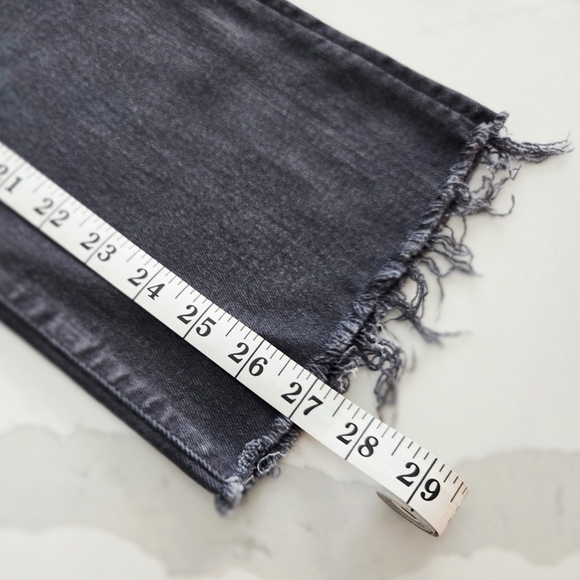 MOTHER The Hustler Ankle Fray High Rise Cropped Flare Jeans Womens 28 Charcoal - Picture 6 of 11